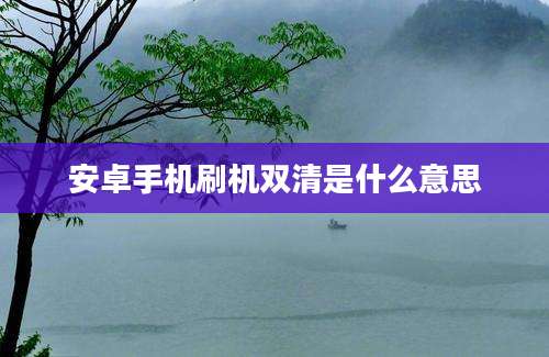 安卓手机刷机双清是什么意思