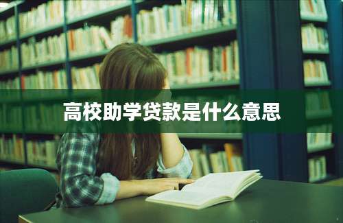 高校助学贷款是什么意思