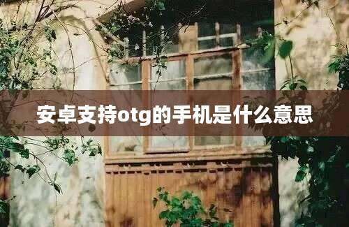 安卓支持otg的手机是什么意思