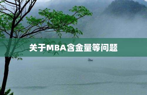 关于MBA含金量等问题