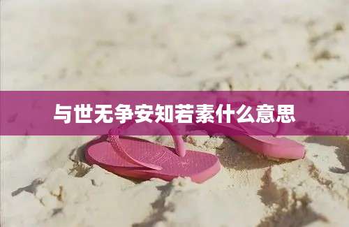 与世无争安知若素什么意思