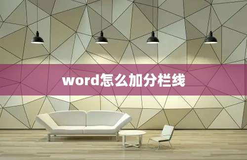 word怎么加分栏线