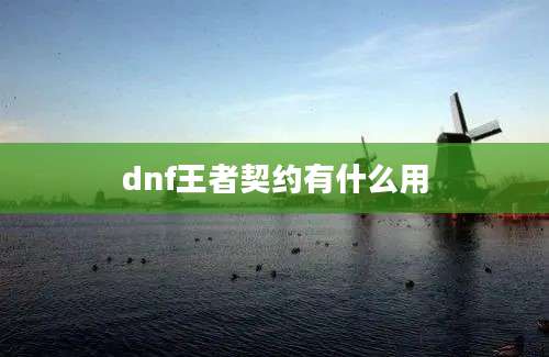 dnf王者契约有什么用