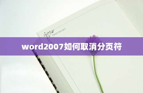 word2007如何取消分页符