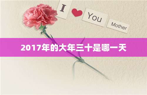 2017年的大年三十是哪一天