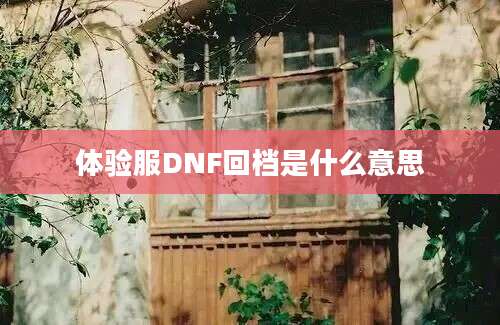 体验服DNF回档是什么意思