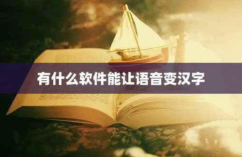 有什么软件能让语音变汉字