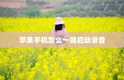 苹果手机怎么一键启动录音