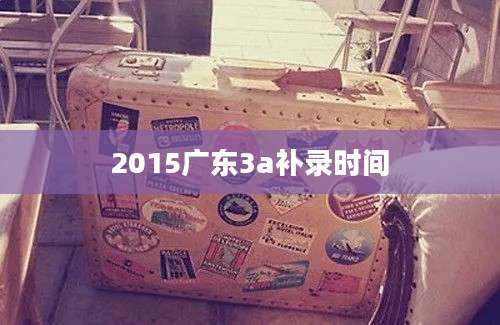 2015广东3a补录时间